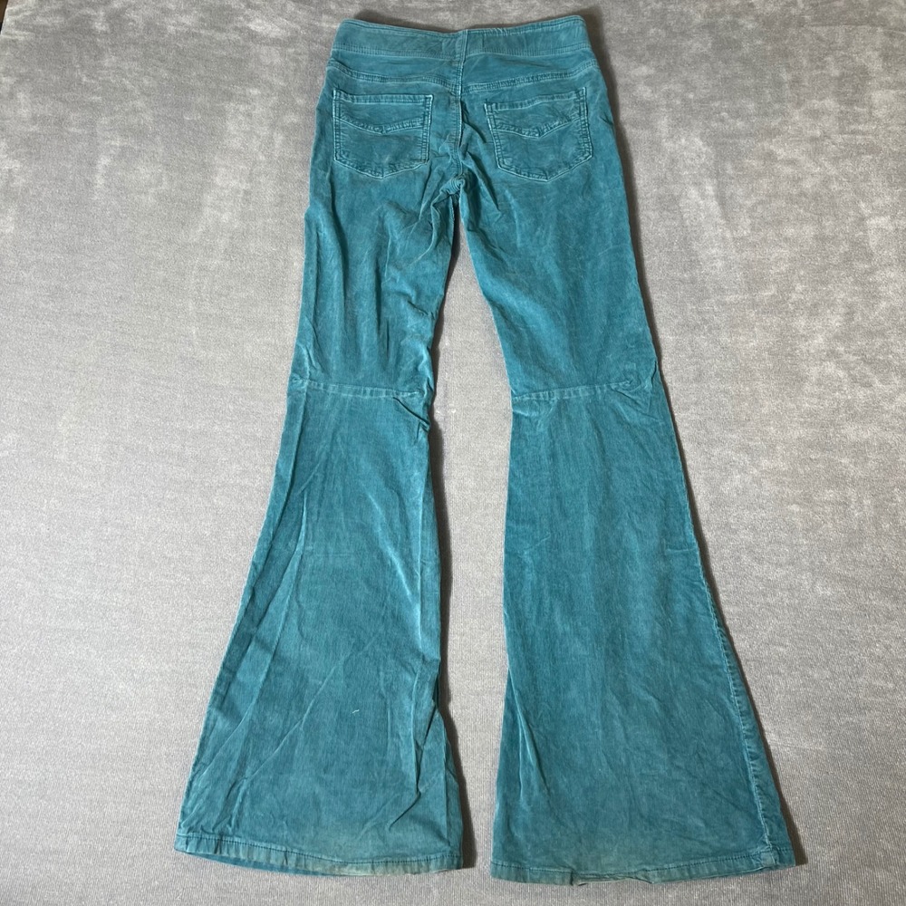 We The Free Free People Teal Corduroy Flare Pants Pull On Bell Bottom Size 26 - Picture 9 of 12